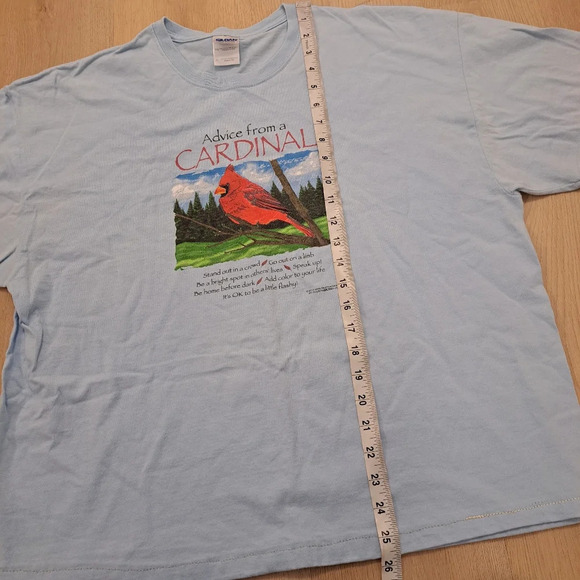 Blue Cotton Red Cardinal Bird Poem Inspiration Quote Short Sleeve T-Shirt Sz XL - Picture 5 of 7